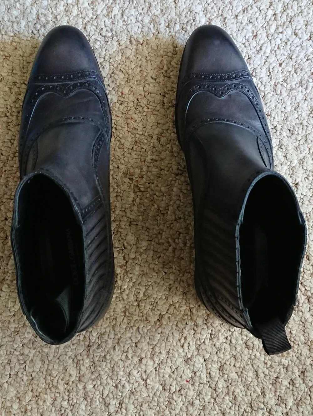 Dolce & Gabbana polished ankle boots in dark gray size 9-9.5
